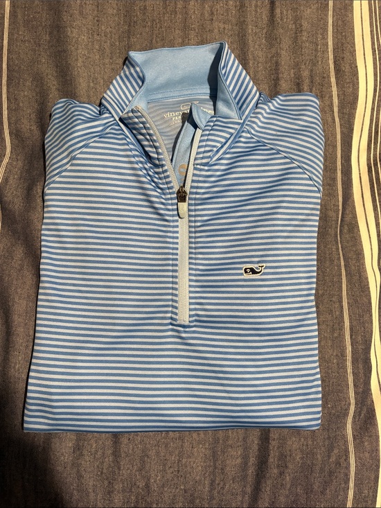 Vineyard Vines Other - Vineyard Vines Baby Blue & White Striped Quarter-Zip Pullover